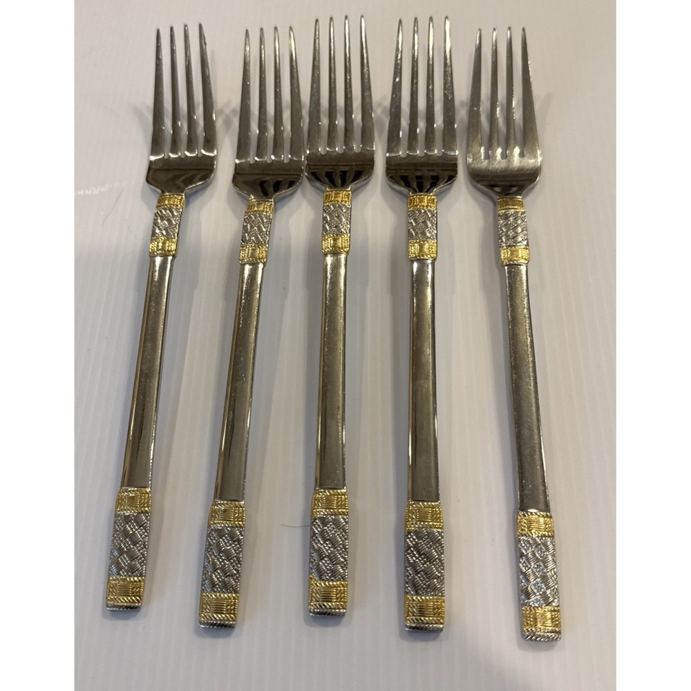Wallace Golden Corsica Dinner Forks Fork Set Of 5 Stainless 18/10 Flatware 8"